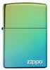 Front of High Polish Teal Zippo Logo windproof lighter