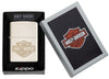 Harley-Davidson® Bar and Shield Logo Mercury Glass Windproof Lighter in its packaging