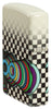 Angled shot of Zippo Nostalgia Design 540 Color Glow in the Dark Windproof Lighter showing the back and hinge side of the lighter.